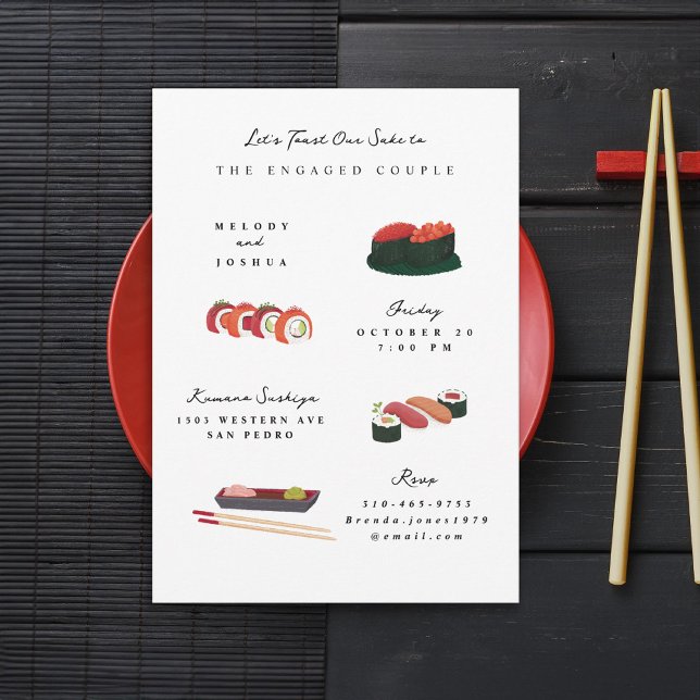 Invitation Fête de Pré-Mariage Sushi Blanc (Créateur téléchargé)