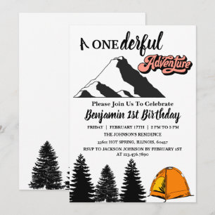 Invitation Fête de premier anniversaire d'aventure merveilleu