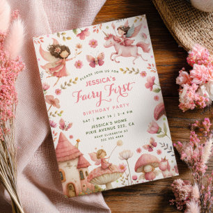 Invitation Fête de premier anniversaire de la licorne rose en