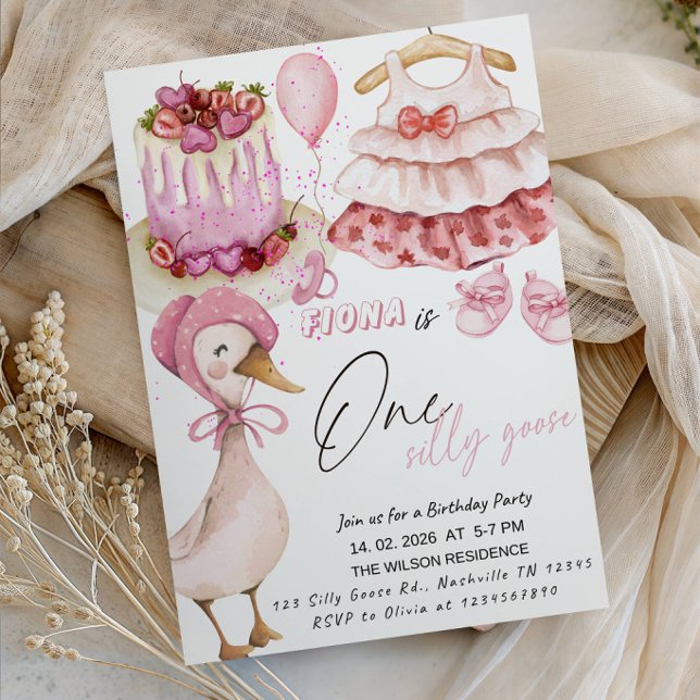Invitation Fête de premier anniversaire de petite fille avec  (Créateur téléchargé)