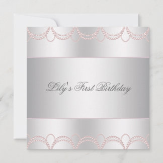 Invitation Fête de premier anniversaire des filles Perle Rose