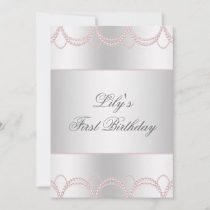 Invitation Fête de premier anniversaire des filles Perle Rose
