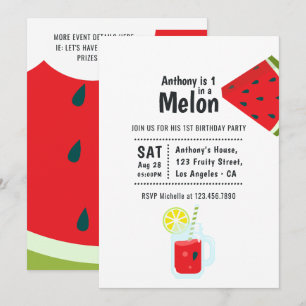 Invitation Fête de premier anniversaire One in a Melon