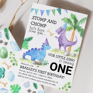 Invitation Fête de premier anniversaire sur le thème des dino