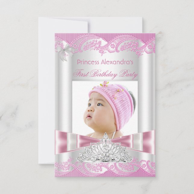 Invitation Fête de première année de petite princesse fille P (Devant)
