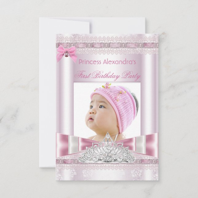Invitation Fête de première année de petite princesse fille P (Devant)