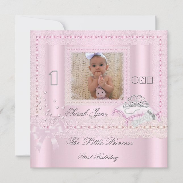 Invitation Fête de première année de petite princesse Photo (Devant)