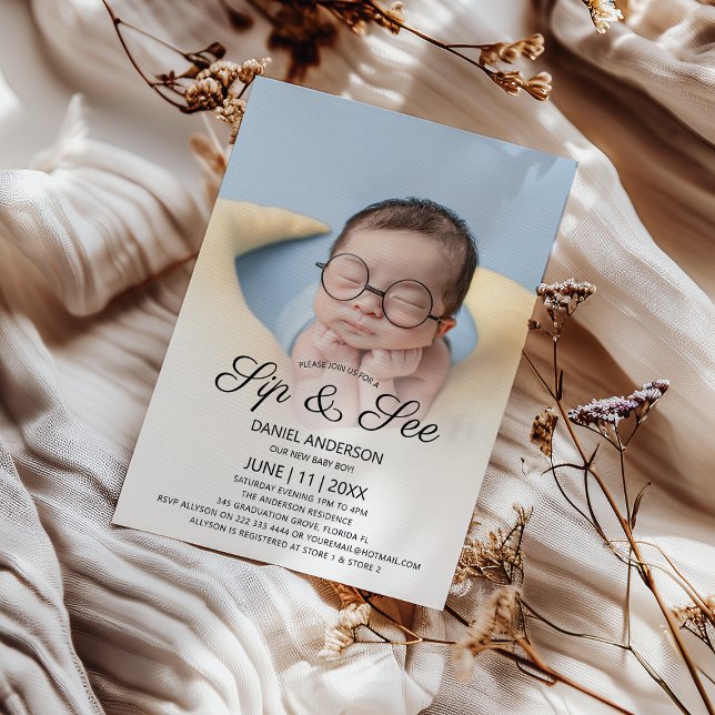 Invitation Fête de présentation avec photo et boisson (Créateur téléchargé)