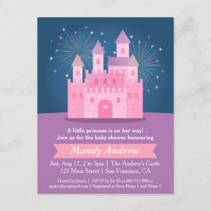 Invitation Fête de Princesse au Château avec Feux d'Artifice