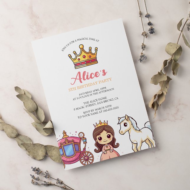 Invitation Fête de Princesse de Conte de Fées (Créateur téléchargé)