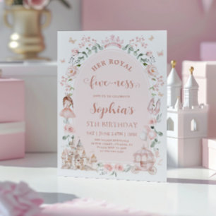 Invitation Fête de Princesse Rose Pâle Conte de Fée 5ème Anni