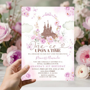 Invitation Fête de Princesse Royale Fleurie Violette Château