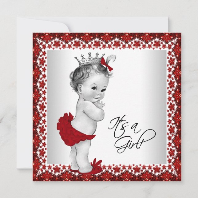 Invitation Fête de princesses de Noël Fête pour bébé fille de (Devant)