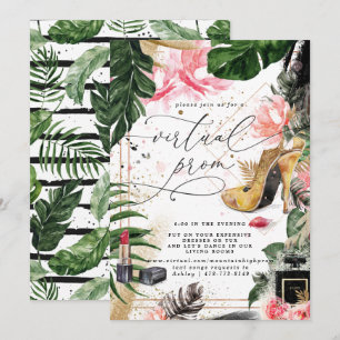 Invitation Fête de Promo Virtuelle Feuillage d'Été Glamour