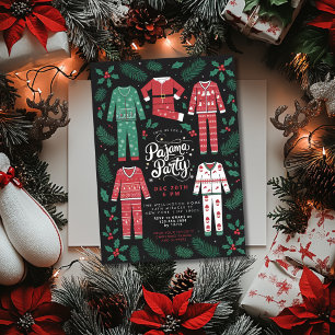 Invitation Fête de Pyjama de Noël Fête de Pyjama Festive