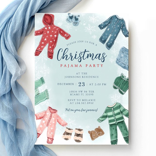 Invitation Fête de Pyjama de Noël Mignonne (Créateur téléchargé)