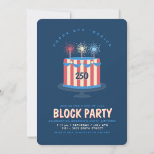 Invitation Fête de quartier America 250 Gâteau d'anniversaire