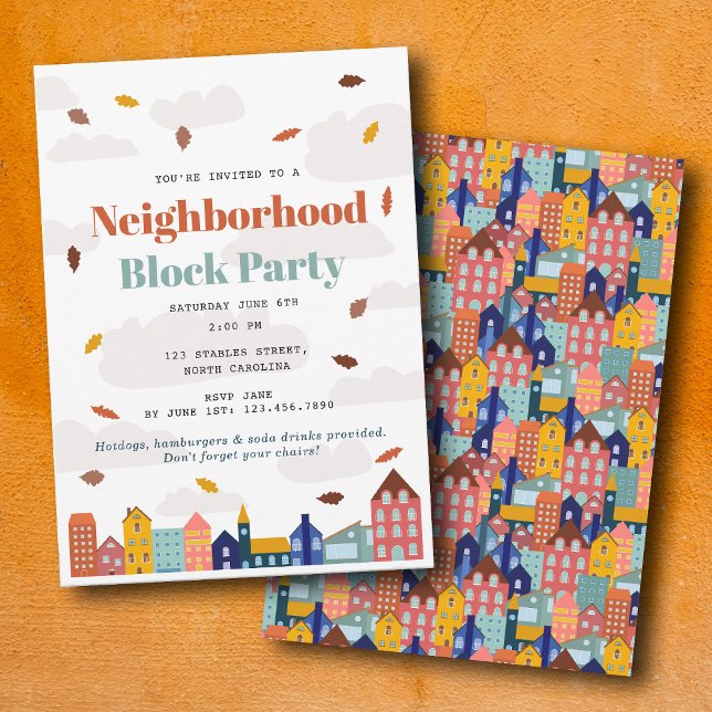 Invitation Fête de quartier d'automne (Fall Autumn Neighborhood Block Party Invitation)