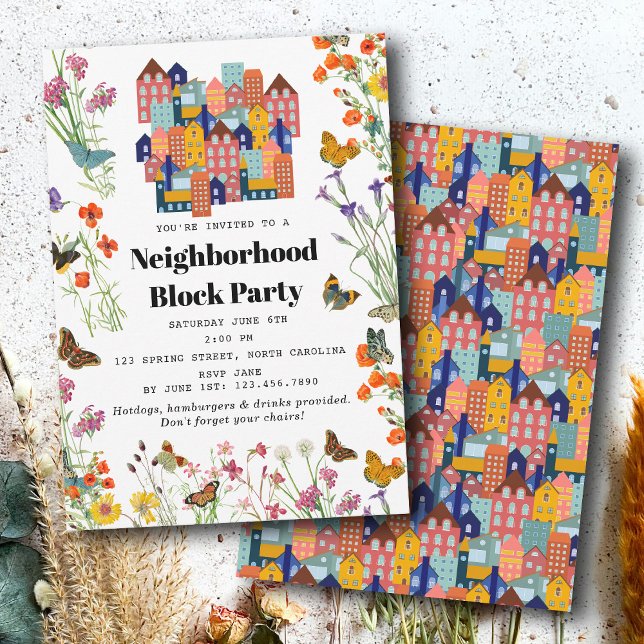 Invitation Fête de quartier de printemps BBQ Block Party (Spring Neighborhood BBQ Block Party Invitation)