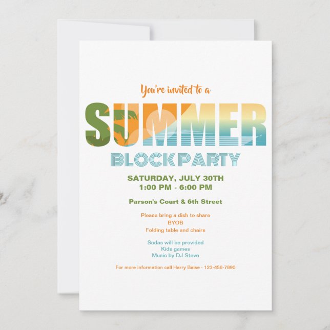 Invitation Fête de quartier d'été (Devant)