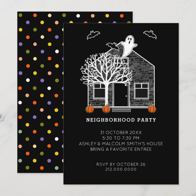 Invitation Fête de quartier Halloween (Devant / Derrière)