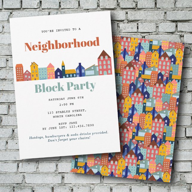 Invitation Fête de quartier Rencontrez vos voisins (Neighborhood Block Party Meet Your Neighbors Invitation)
