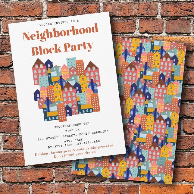 Invitation Fête de quartier Rencontrez vos voisins (Neighborhood Block Party Meet Your Neighbors Invitation)