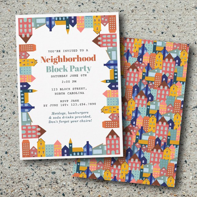 Invitation Fête de quartier Rencontrez vos voisins (Neighborhood Block Party Meet Your Neighbors Invitation)