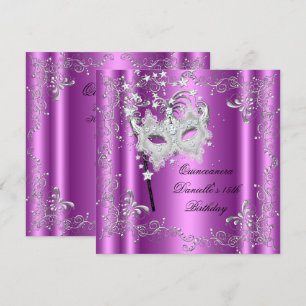 Invitation Fête de Quinceanera 15 ans anniversaire Masquerade