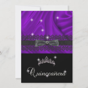 Invitation Fête de Quinceanera 15 ans Anniversaire Soie Viole