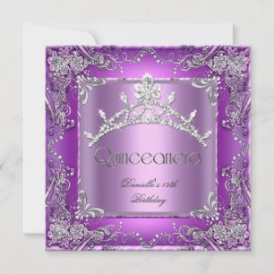 Invitation Fête de Quinceanera 15 ans Anniversaire Violet 2