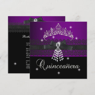 Invitation Fête de Quinceanera 15 ans Anniversaire Violet Noi