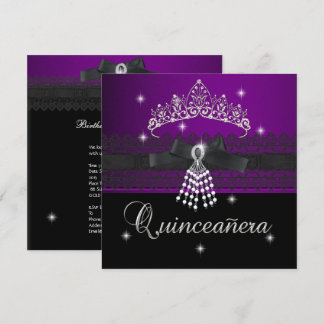 Invitation Fête de Quinceanera 15 ans Anniversaire Violet Noi