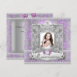 Invitation Fête de Quinceanera 15 ans Damassé Lilas