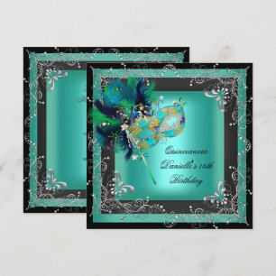 Invitation Fête de Quinceanera 15 ans Masquerade