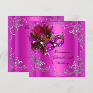 Invitation Fête de Quinceañera 15e Anniversaire Mascarade Ros