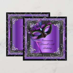 Invitation Fête de Quinceanera 15e Anniversaire Mascarade Vio