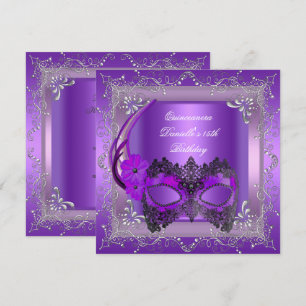 Invitation Fête de Quinceanera 15e Anniversaire Mascarade Vio
