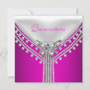 Invitation Fête de Quinceañera Anniversaire Papillon Rose Bla
