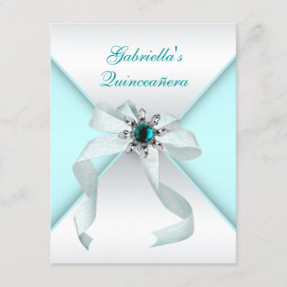 Invitation Fête de Quinceanera bleu sarcelle