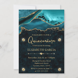 Invitation Fête de Quinceañera élégante avec paillettes sarce