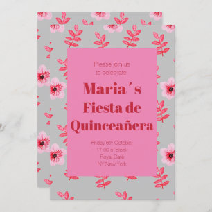 Invitation Fête de Quinceañera Flores Acuarela
