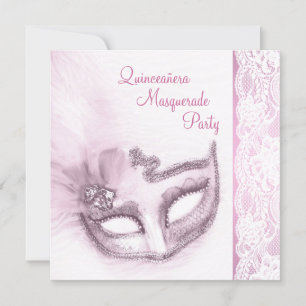 Invitation Fête de Quinceanera Masquerade Rose