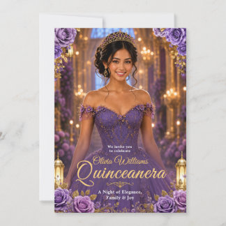 Invitation Fête de Quinceañera pour un 15e anniversaire royal