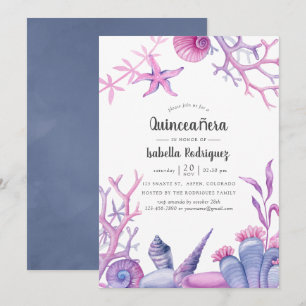 Invitation Fête de Quinceañera sur le thème de l'océan à l'aq