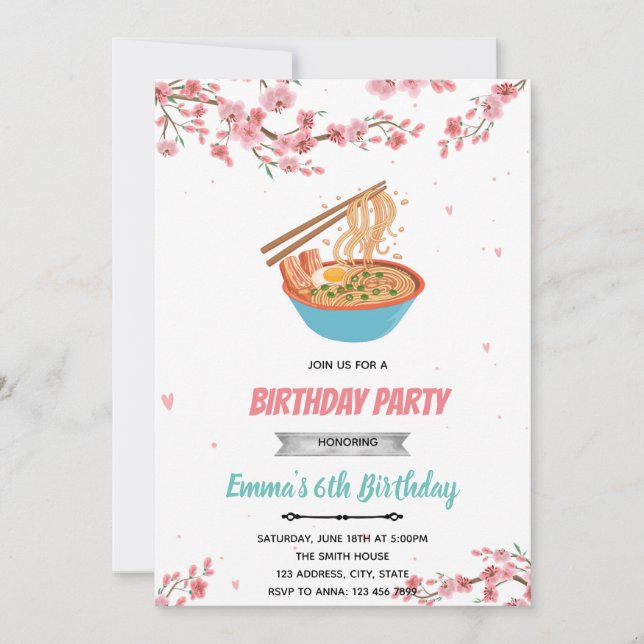 Invitation Fête de ramen à fleurs de cerisier (Devant)