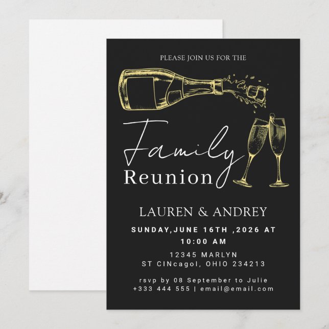 Invitation Fête de Rassemblement de Famille de Style Moderne (Devant / Derrière)