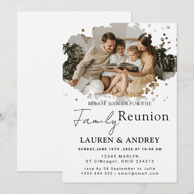 Invitation Fête de Rassemblement de Famille de Style Moderne (Devant / Derrière)