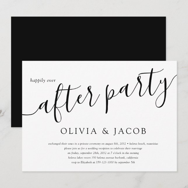 Invitation Fête de réception de mariage et pour toujours heur (Devant / Derrière)