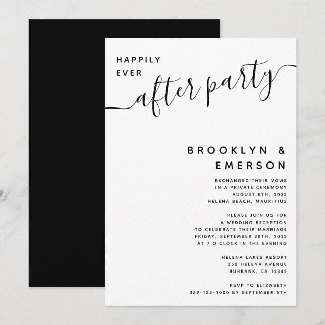 Invitation Fête de réception de mariage pour toujours heureux (Devant / Derrière)